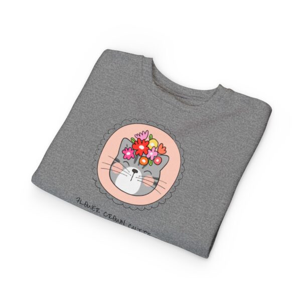 Flower Crown Cat Toddler Sweatshirt | Cute Floral Kitten Kids Top - Image 11