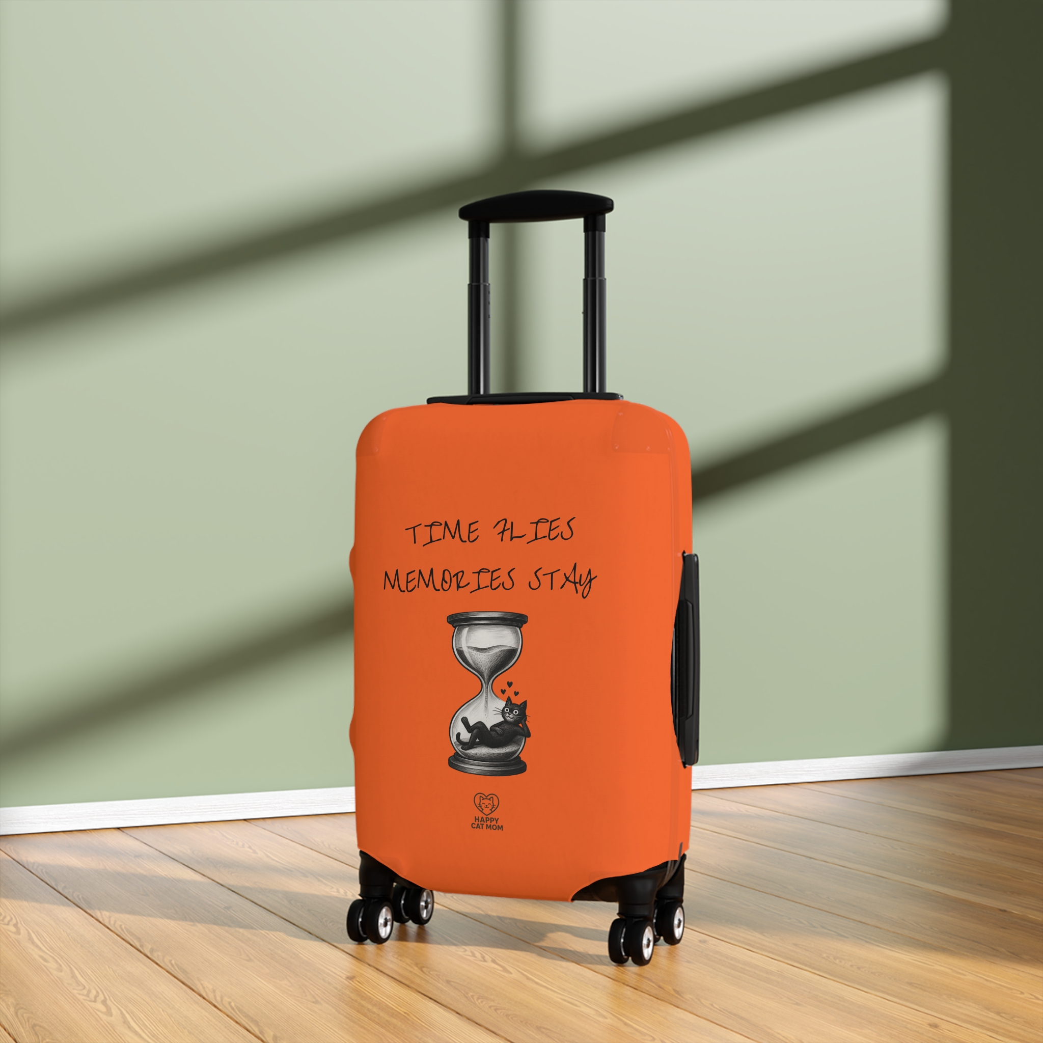 Time Flies Memories Stay Luggage Cover | Orange Hourglass Travel - Image 4