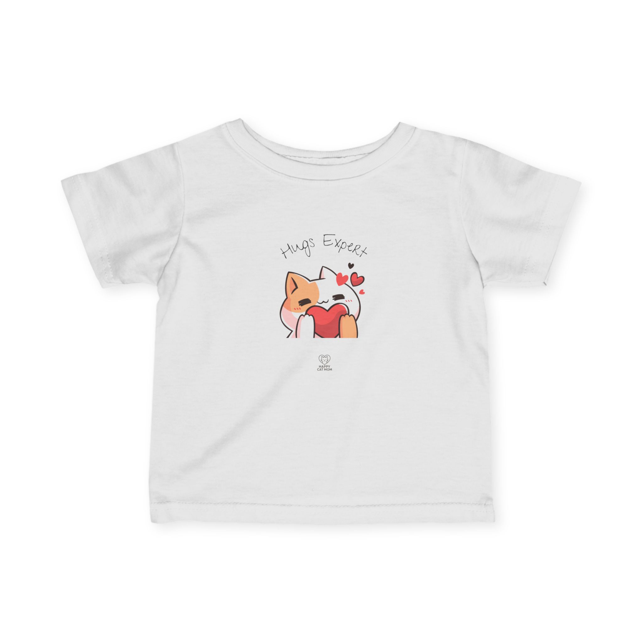 Cute Cat Hugging Heart Infant Tee | Kawaii Kitty Love Graphic