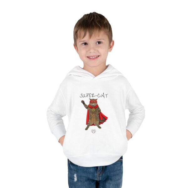 Super-Cat illustration Toddler Hoodie | Superhero Cat Kids Pullover - Image 3