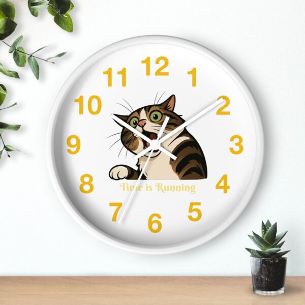 Funny Cat Wall Clock - Time is Running, Cat Decor, Unique Gift for Cat Lovers, Home Office Wall Art, Quirky Kitty Clock - Image 12