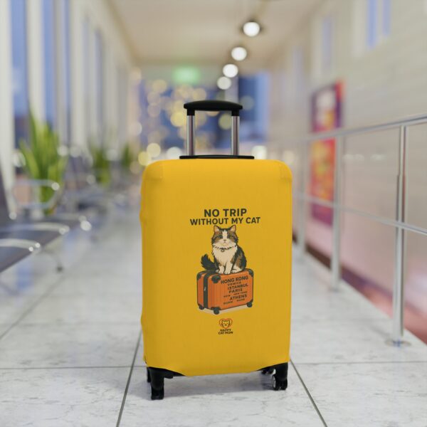 No Trip Without My Cat Luggage Cover | Yellow Cat Suitcase Travel Accessory - Image 7