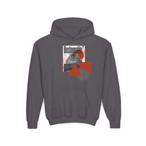Unstoppable Cat Hoodie | Geometric Retro Collage Youth Sweatshirt - Image 13