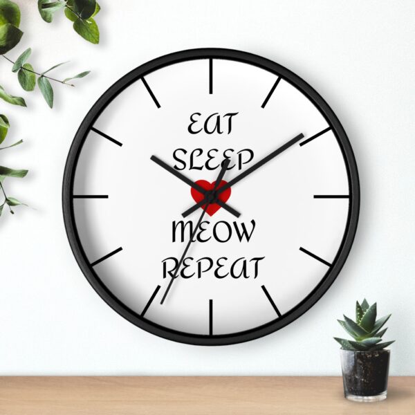 Funny Cat Wall Clock - Eat Sleep Meow Repeat, Cat Decor, Unique Gift for Cat Lovers, Home Office Wall Art, Quirky Kitty Clock - Image 3