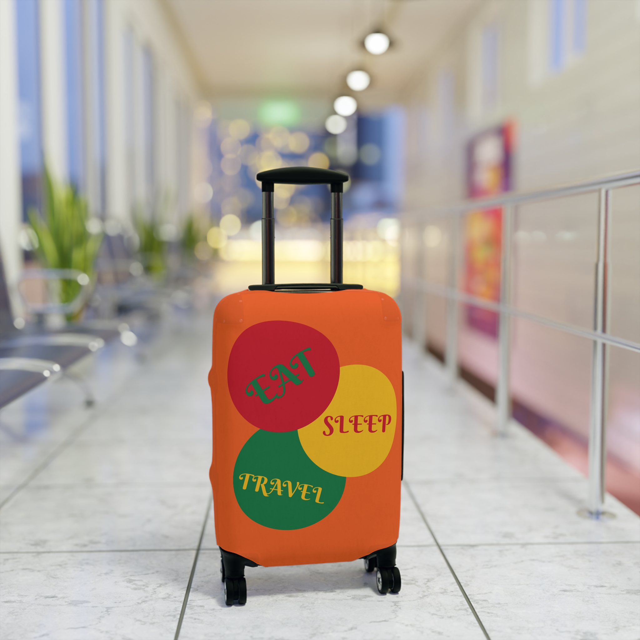 Retro Traffic Light Luggage Cover | Colorful Stripes Suitcase Sleeve - Image 3