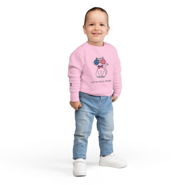 Patriotic Cat with Flag Sunglasses Toddler Sweatshirt | 4th of July - Image 12