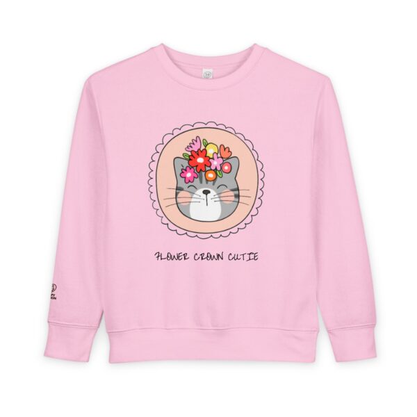 Flower Crown Cat Toddler Sweatshirt | Cute Floral Kitten Kids Top - Image 13