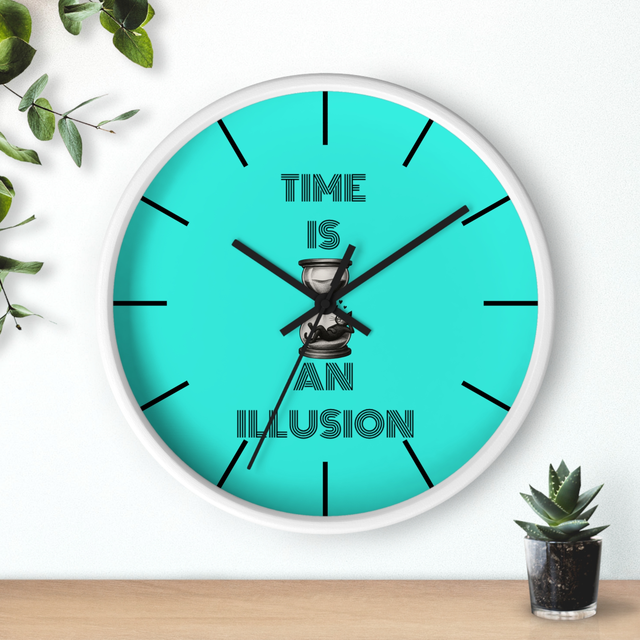 Funny Cat Wall Clock - Time is an Illusion , Cat Decor, Unique Gift for Cat Lovers, Home Office Wall Art, Quirky Kitty Clock - Image 9