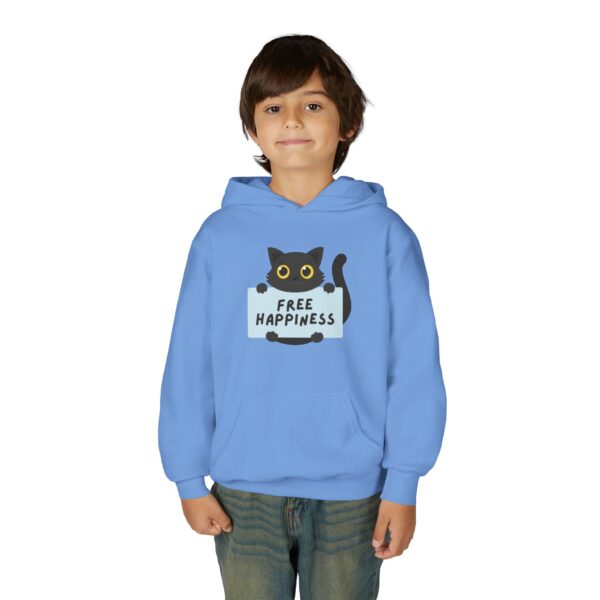Free Happiness Cat Youth Hoodie | Cute Black Cat Graphic - Image 23
