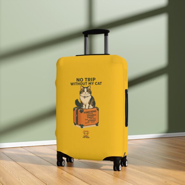No Trip Without My Cat Luggage Cover | Yellow Cat Suitcase Travel Accessory - Image 8