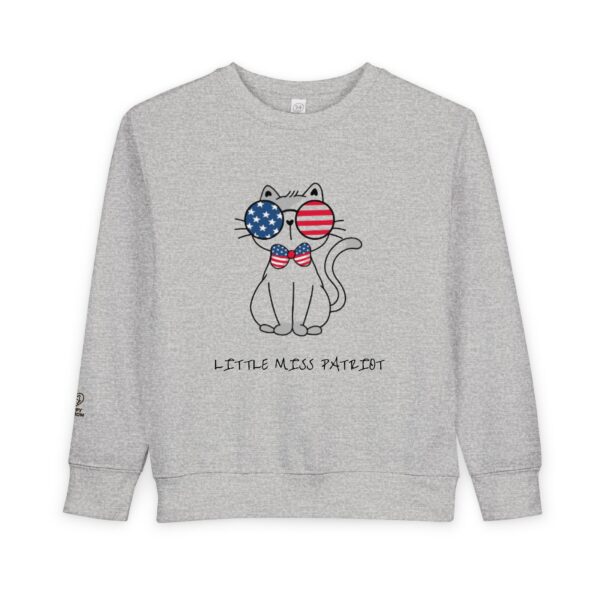 Patriotic Cat with Flag Sunglasses Toddler Sweatshirt | 4th of July - Image 5