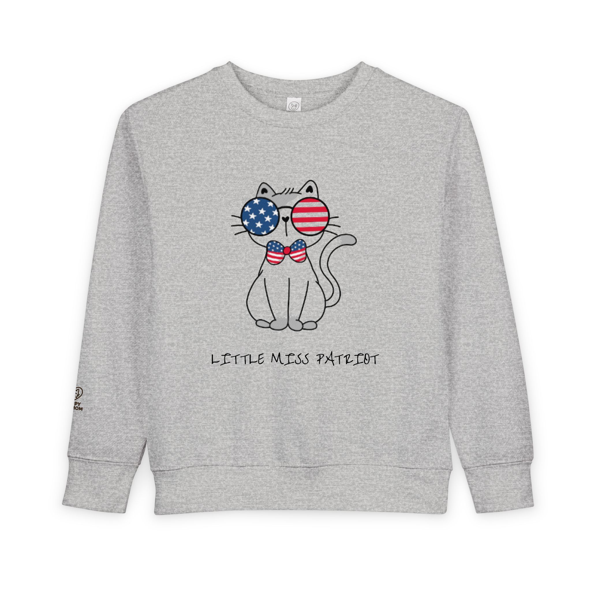 Patriotic Cat with Flag Sunglasses Toddler Sweatshirt | 4th of July - Image 5