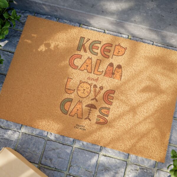 Keep Calm Love Cats Doormat | Coir Front Door Mat, Cat Lover Welcome - Image 4