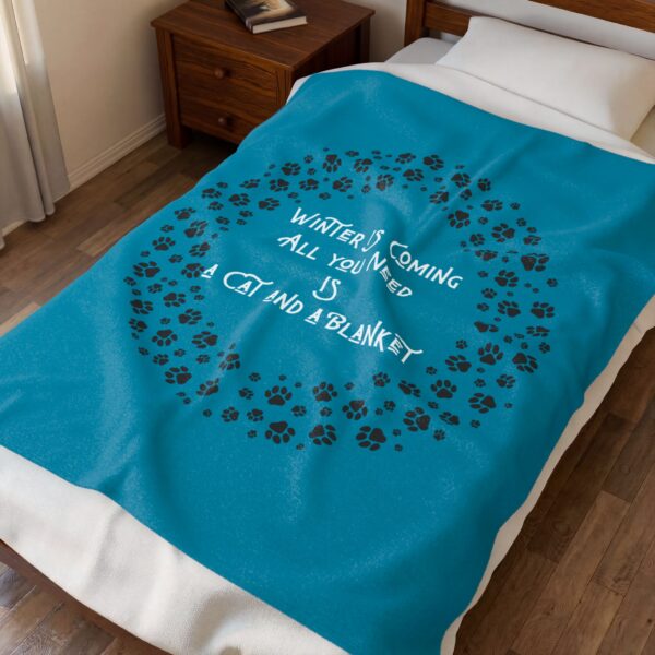 Winter Is Coming Cat Blanket | Cozy Velveteen Plush Throw for Cat Lovers, Gift for Pet Owners, Snuggle Blanket, Home Decor - Image 3