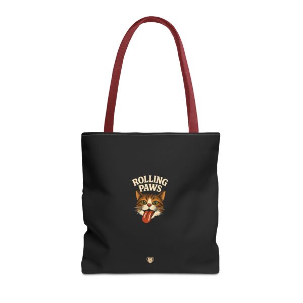 Rolling Paws Tote Bag, Cat Lover Tote, AOP Black Handbag, Funny Pet Accessory, Gift for Cat Mom - Image 17
