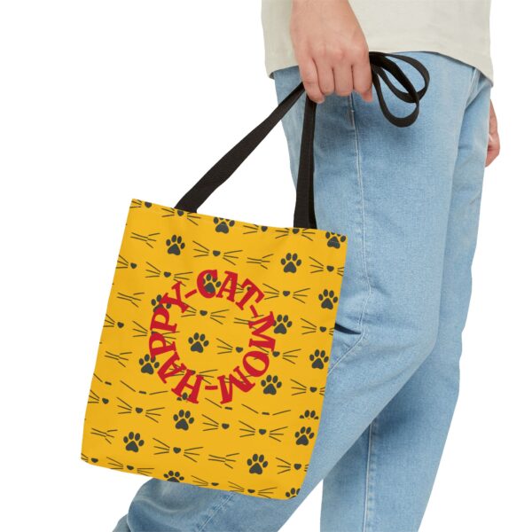 Charming Cat Print Tote Bag, Eco-Friendly Paws and Whiskers Design, Cute Gift for Cat Lovers, Stylish Shopping Bag, Pet-Themed Tote - Image 3