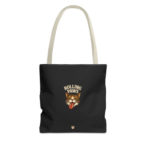 Rolling Paws Tote Bag, Cat Lover Tote, AOP Black Handbag, Funny Pet Accessory, Gift for Cat Mom - Image 25