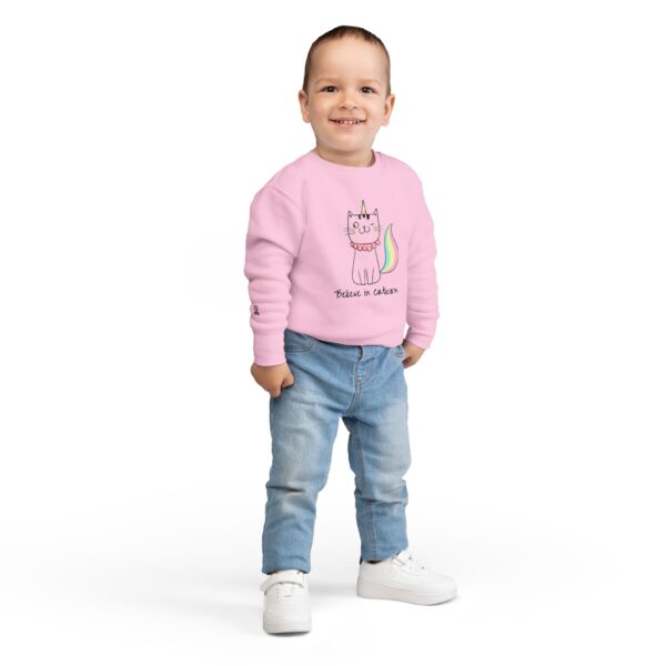 Believe in Caticorn Toddler Sweatshirt | Cute Unicorn Cat Graphic - Image 12