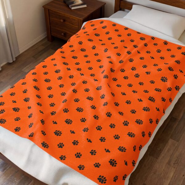 Cozy Velveteen Plush Blanket with Paw Print Design | Soft Throw for Pets and Animal Lovers | Great for Home Decor, Gifts, and Celebrations - Image 3