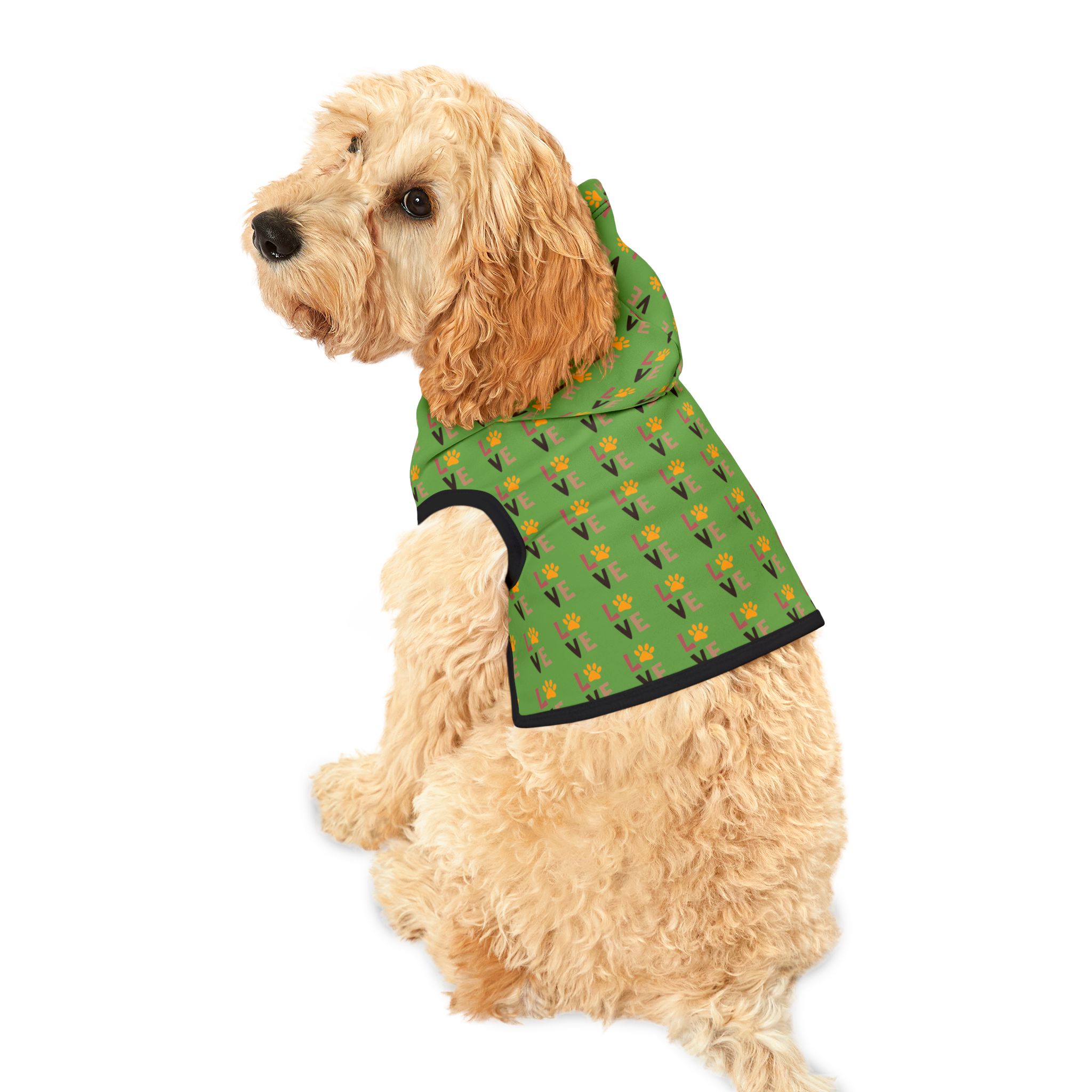 Love Pattern Pet Hoodie | Green Floral Dog Hoodie - Image 8
