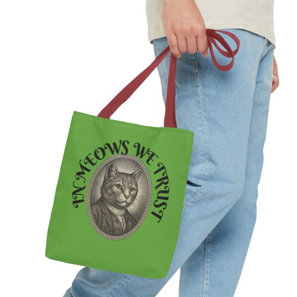 Cat Lovers Tote Bag, In Meows We Trust, Funny Cat Bag, Pet Owner Gift, Stylish Shopping Tote, Animal Lover Accessory - Image 7