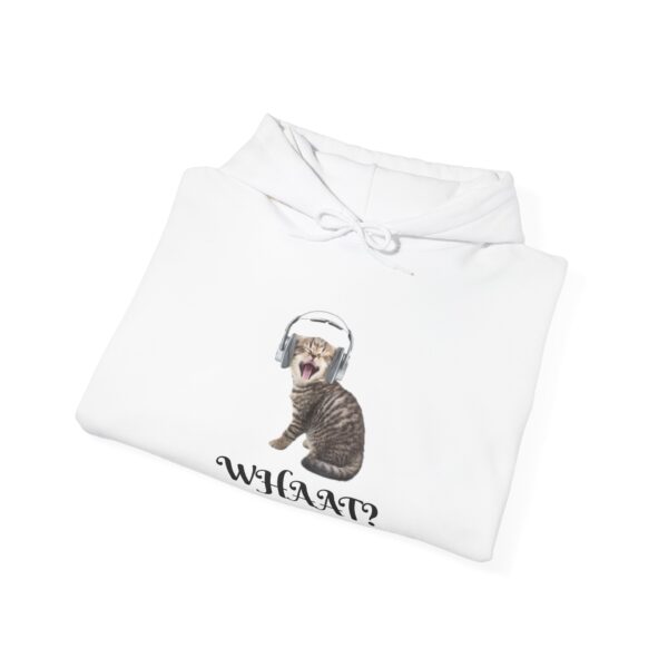 Cat Wearing Headphones 'Whaat?' Hoodie | Funny Kitty Graphic - Image 4