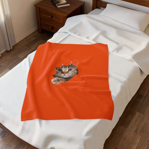Curious Kitty Face Velveteen Plush Blanket | Cat Portrait Throw - Image 11