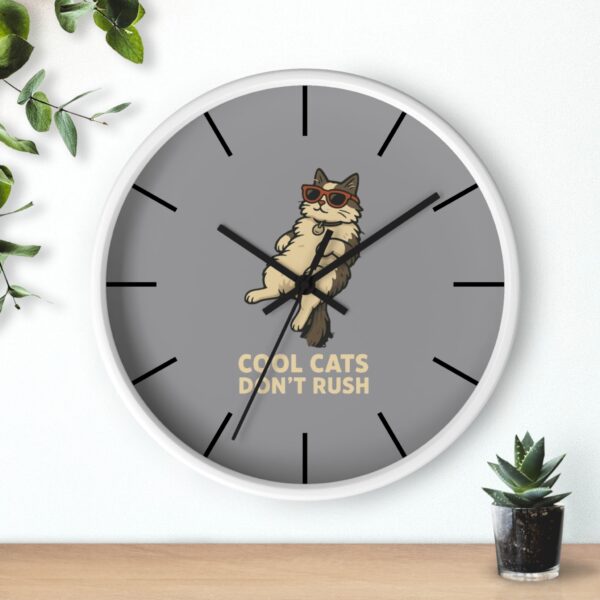 Funny Cat Wall Clock - Time is Running, Cat Decor, Unique Gift for Cat Lovers, Home Office Wall Art, Quirky Kitty Clock - Image 9