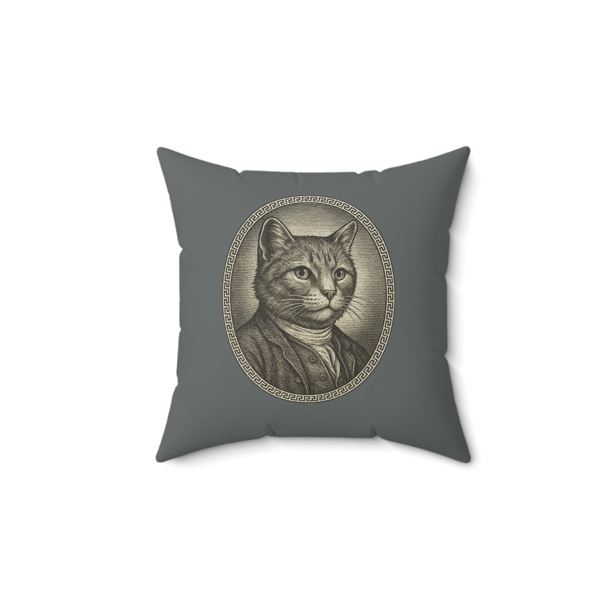Vintage Cat Art Faux Suede Pillow, Cat Lover Gift, Home Decor, Animal Enthusiast, Pet Owner Accent Pillow, Unique Decorative Cushion