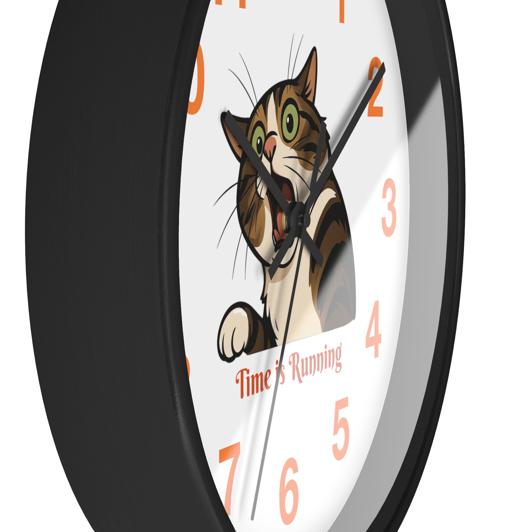 Funny Cat Wall Clock - Time is Running, Cat Decor, Unique Gift for Cat Lovers, Home Office Wall Art, Quirky Kitty Clock - Image 2