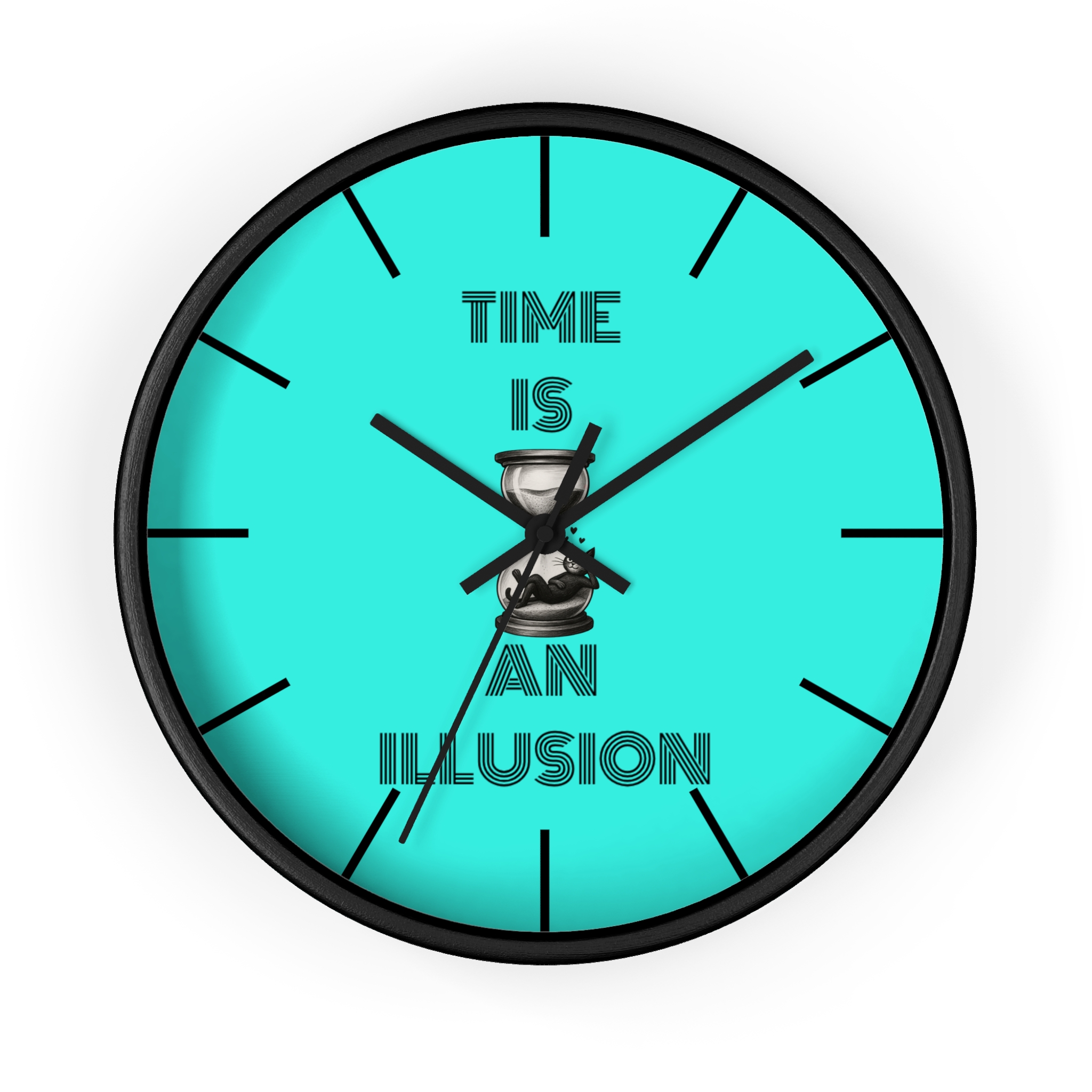 Funny Cat Wall Clock - Time is an Illusion , Cat Decor, Unique Gift for Cat Lovers, Home Office Wall Art, Quirky Kitty Clock