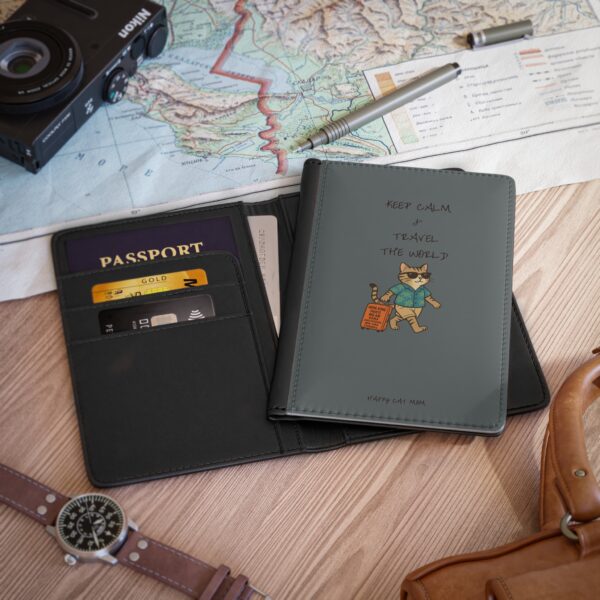 Adventure Awaits Passport Cover, Travel Document Holder, Cute Cat Passport Holder, Gift for Travelers, - Image 4