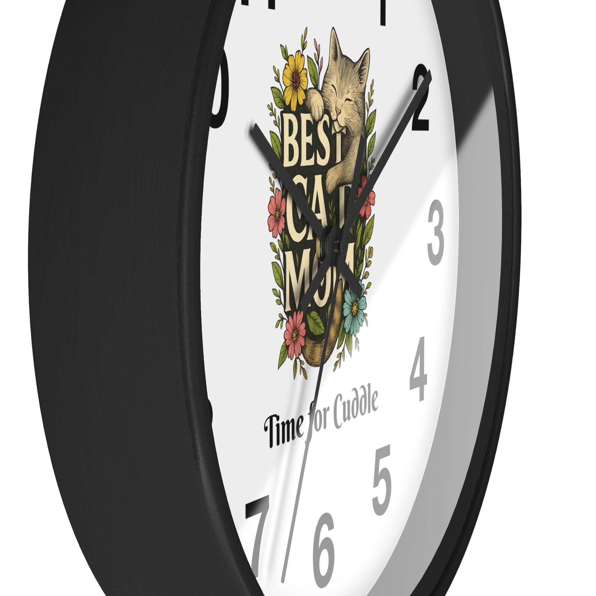 Funny Cat Wall Clock - Time is Running, Cat Decor, Unique Gift for Cat Lovers, Home Office Wall Art, Quirky Kitty Clock - Image 2