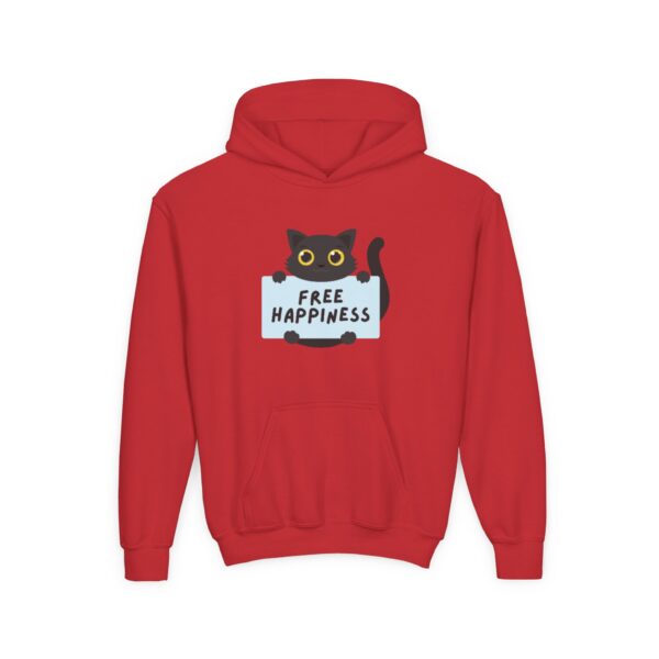 Free Happiness Cat Youth Hoodie | Cute Black Cat Graphic - Image 33