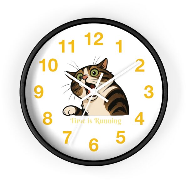 Funny Cat Wall Clock - Time is Running, Cat Decor, Unique Gift for Cat Lovers, Home Office Wall Art, Quirky Kitty Clock - Image 4