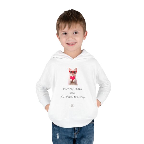 Cute Cat Holding Heart toddler hoodie | Valentine's Day Kids Pullover - Image 3