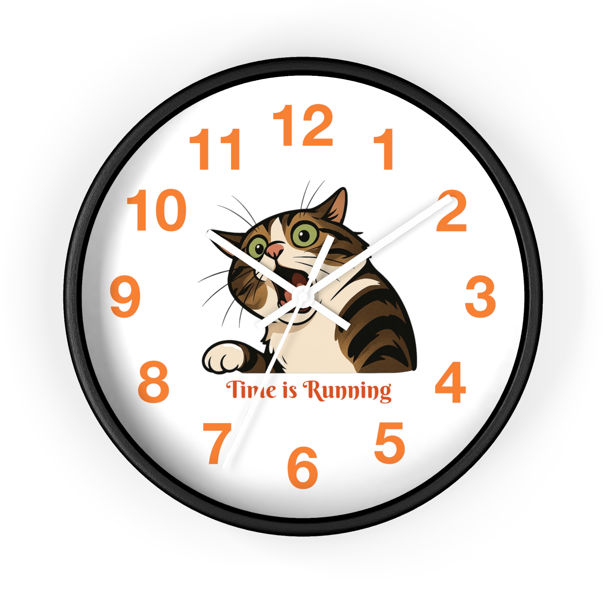 Funny Cat Wall Clock - Time is Running, Cat Decor, Unique Gift for Cat Lovers, Home Office Wall Art, Quirky Kitty Clock - Image 4