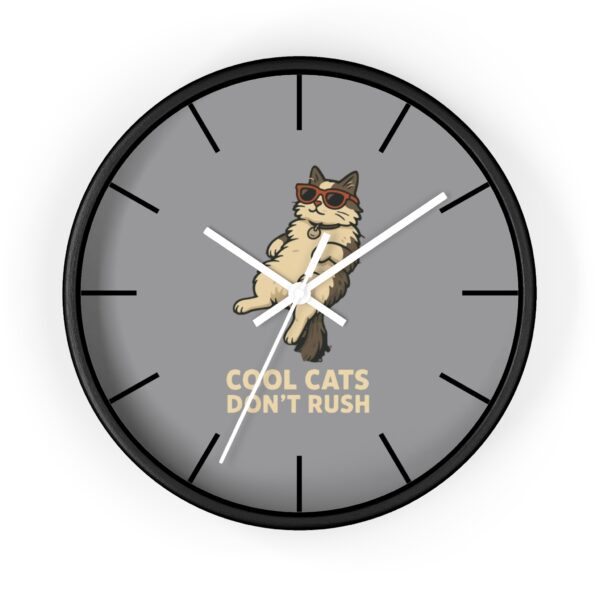 Funny Cat Wall Clock - Time is Running, Cat Decor, Unique Gift for Cat Lovers, Home Office Wall Art, Quirky Kitty Clock - Image 4