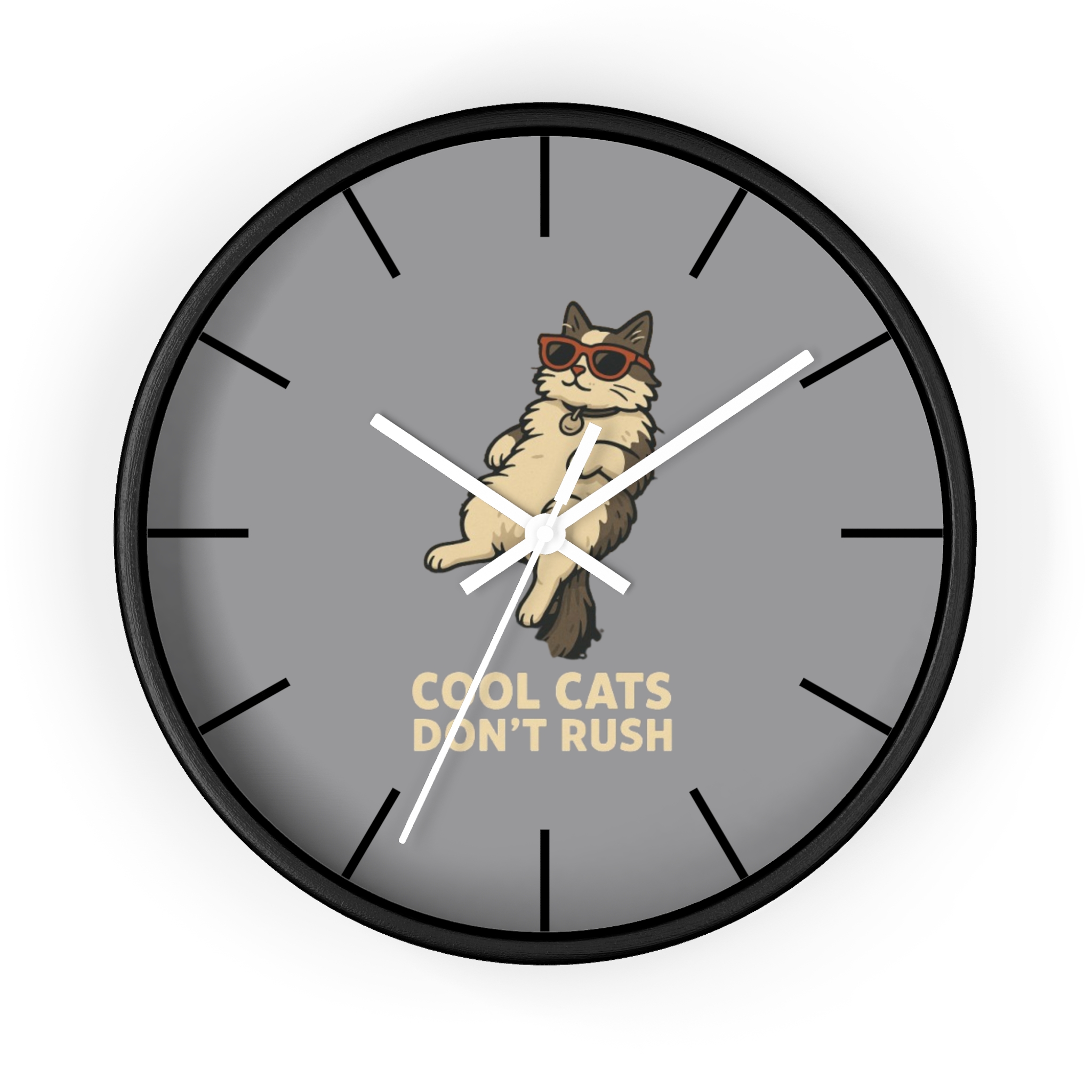 Funny Cat Wall Clock - Time is Running, Cat Decor, Unique Gift for Cat Lovers, Home Office Wall Art, Quirky Kitty Clock - Image 4
