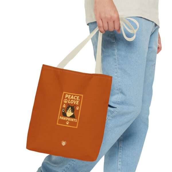 Peace Love & Pawprints Tote Bag, Cat Lover Gift, Eco-Friendly Bag, Pet Parent Accessory, Fun Shopping Bag, Unique Animal Design - Image 11