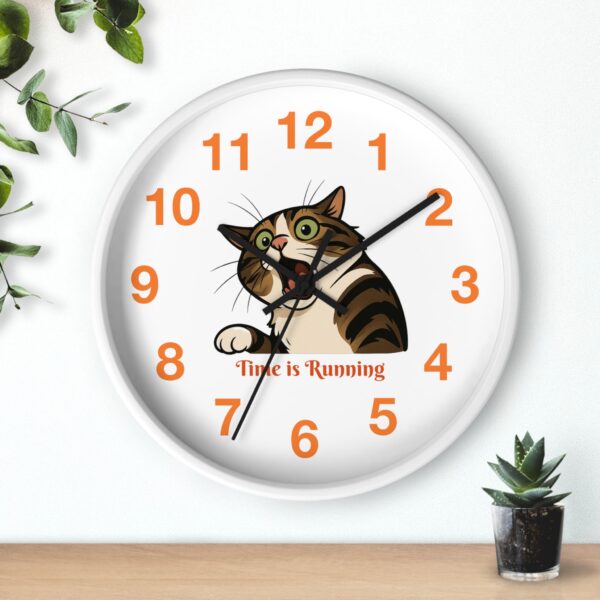 Funny Cat Wall Clock - Time is Running, Cat Decor, Unique Gift for Cat Lovers, Home Office Wall Art, Quirky Kitty Clock - Image 9