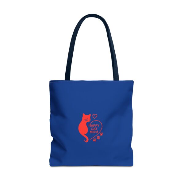 Cat Mom Tote Bag - Happy Cat Mom Gift, Blue AOP Bag, Cat Lover Accessories, Practical Shopping Tote, Cute Pet Owner Bag - Image 21