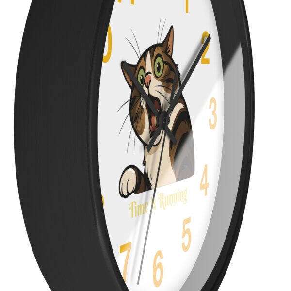 Funny Cat Wall Clock - Time is Running, Cat Decor, Unique Gift for Cat Lovers, Home Office Wall Art, Quirky Kitty Clock - Image 2