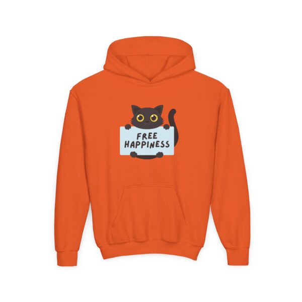 Free Happiness Cat Youth Hoodie | Cute Black Cat Graphic - Image 13
