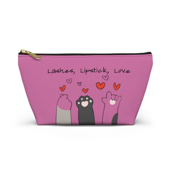 Cat Paw Hearts Accessory Pouch | Green T-Bottom Makeup Bag - Image 5