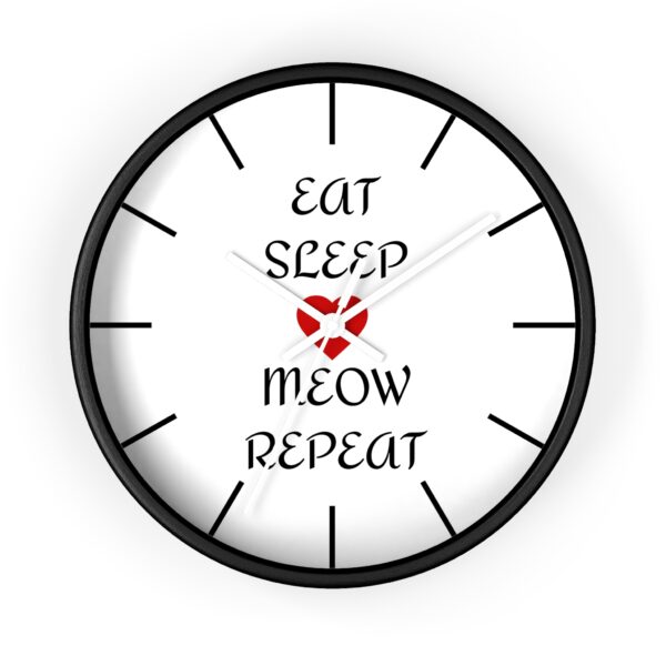 Funny Cat Wall Clock - Eat Sleep Meow Repeat, Cat Decor, Unique Gift for Cat Lovers, Home Office Wall Art, Quirky Kitty Clock - Image 4