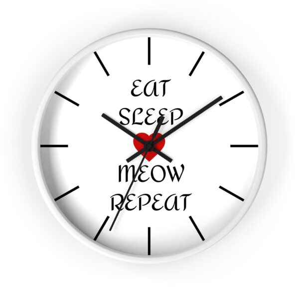 Funny Cat Wall Clock - Eat Sleep Meow Repeat, Cat Decor, Unique Gift for Cat Lovers, Home Office Wall Art, Quirky Kitty Clock - Image 7