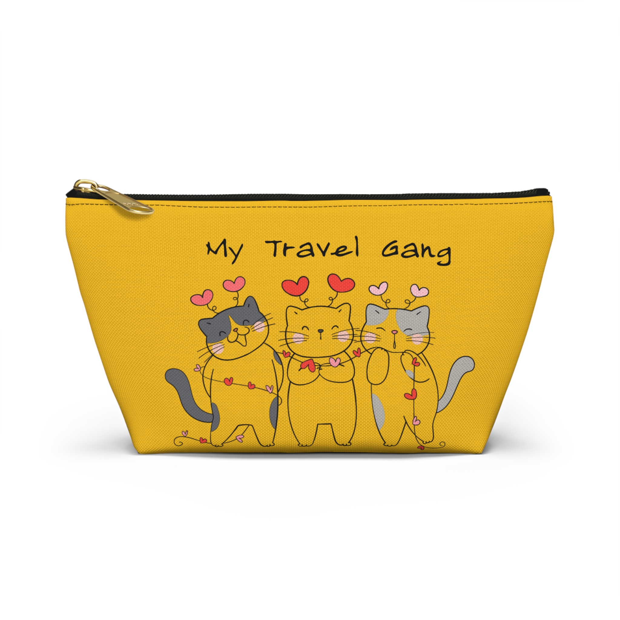 My Travel Gang cat trio Accessory Pouch | T‑bottom zipper bag - Image 5