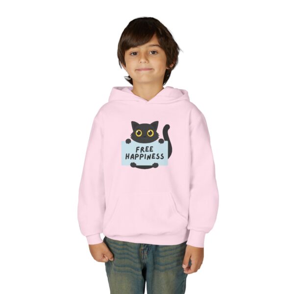 Free Happiness Cat Youth Hoodie | Cute Black Cat Graphic - Image 31