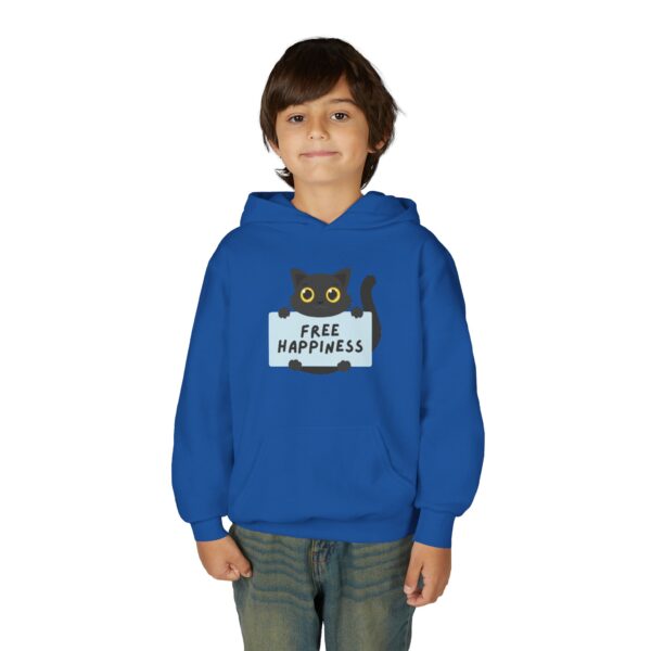 Free Happiness Cat Youth Hoodie | Cute Black Cat Graphic - Image 27